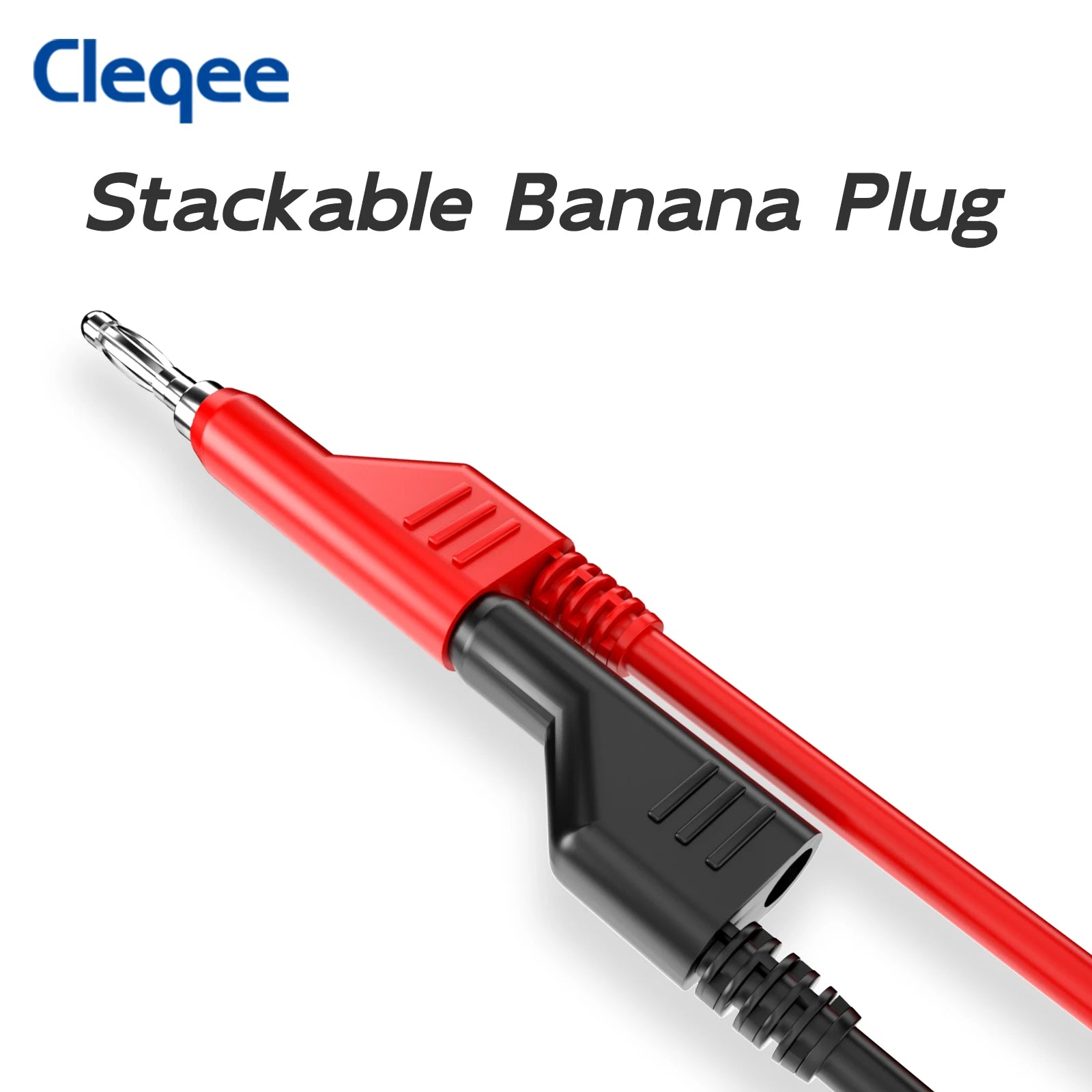 Cleqee P1036 2PCS Dual 4mm Stackable Banana Plug Multimeter Test Leads 1m/2m/3m Electrical Test Cables Red/Black 1000V 15A