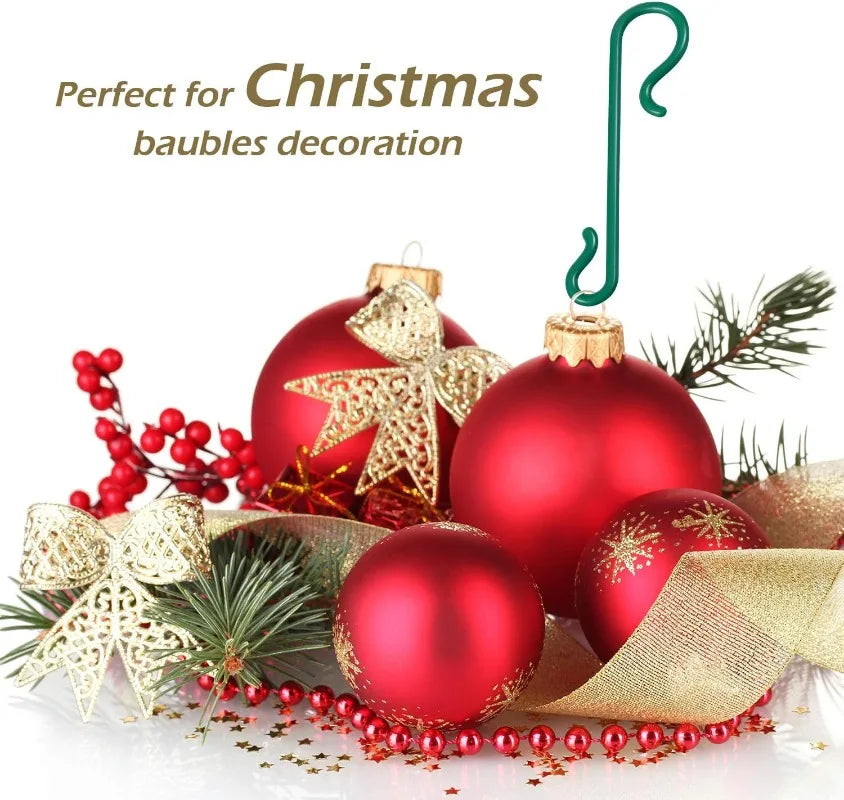 500/50Pcs Christmas Ornament Hanging Hooks Xmas Tree Pendant Hanger Bauble Ball S-Shaped Hook for New Year Home Party Decoration
