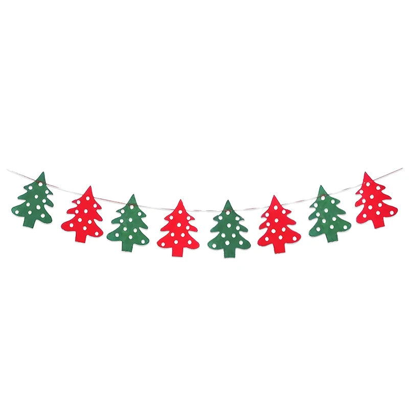 A set of Christmas decorations, flags, home decoration, holiday party supplies, 8 pieces of felt cloth, tree flags.
