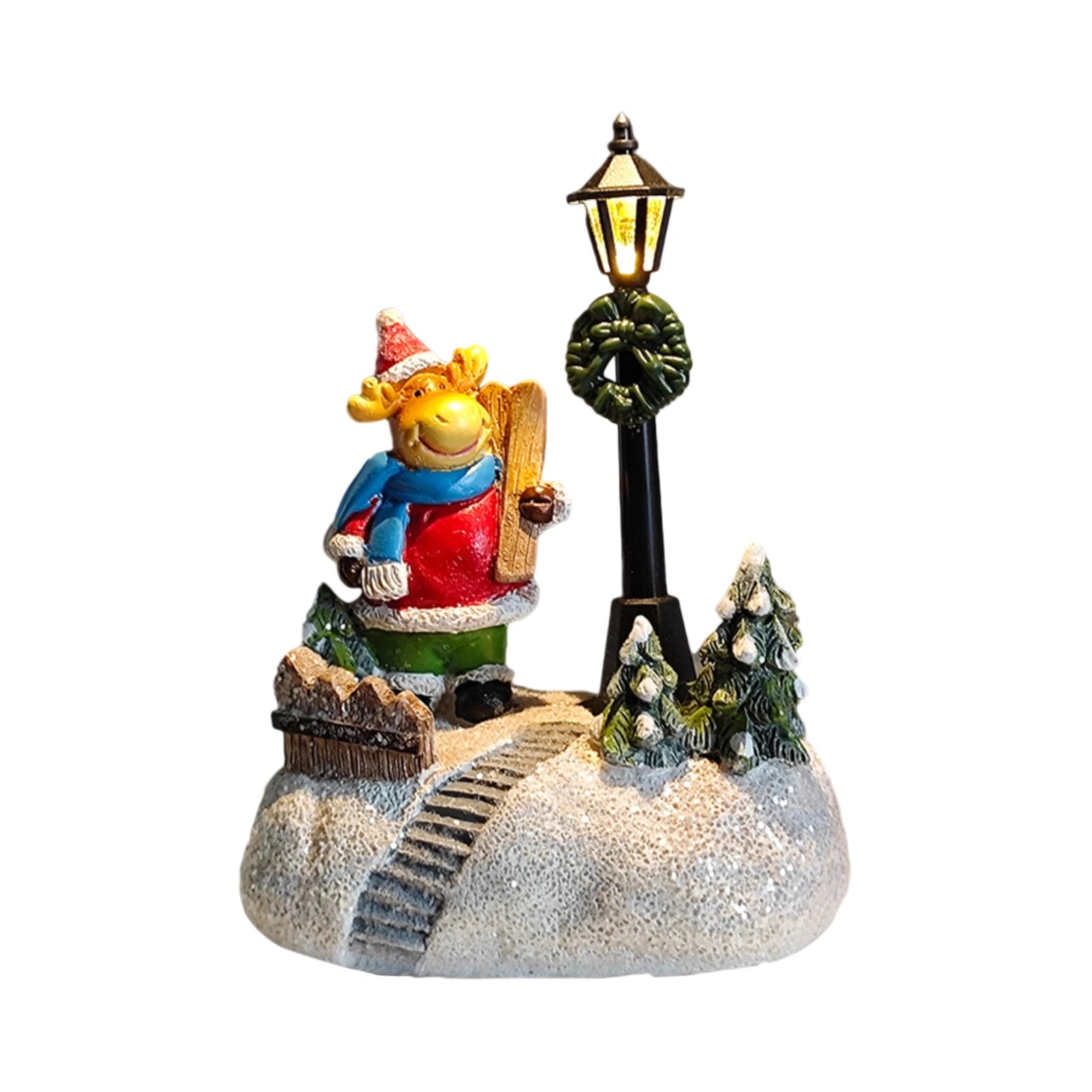 2025 New Christmas Decorations Luminous Old Man Snowman Elk Desktop Ornaments Resin Crafts Party Office Decoration Holiday Gift