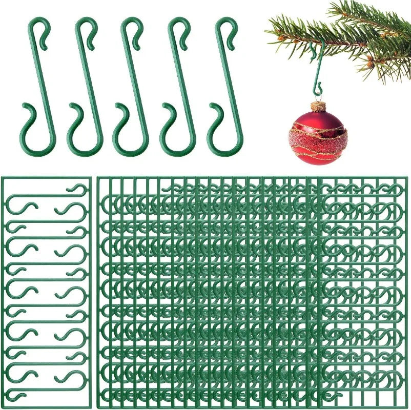 500/50Pcs Christmas Ornament Hanging Hooks Xmas Tree Pendant Hanger Bauble Ball S-Shaped Hook for New Year Home Party Decoration