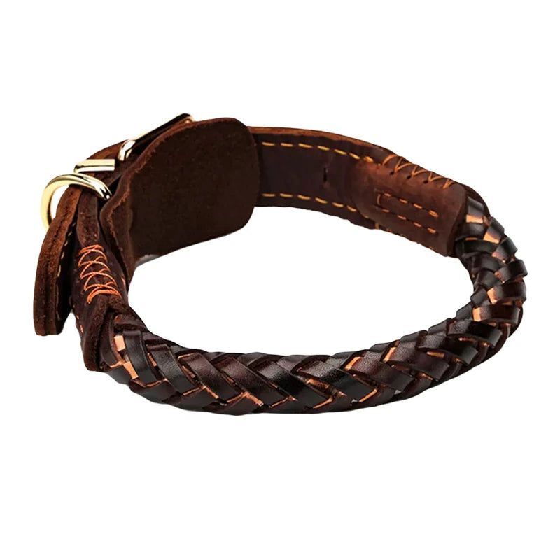Dog Collar Leather eight-strand Braided Leather Collar for a dog Real Leather Collar big Braided large Dog Leather Collar