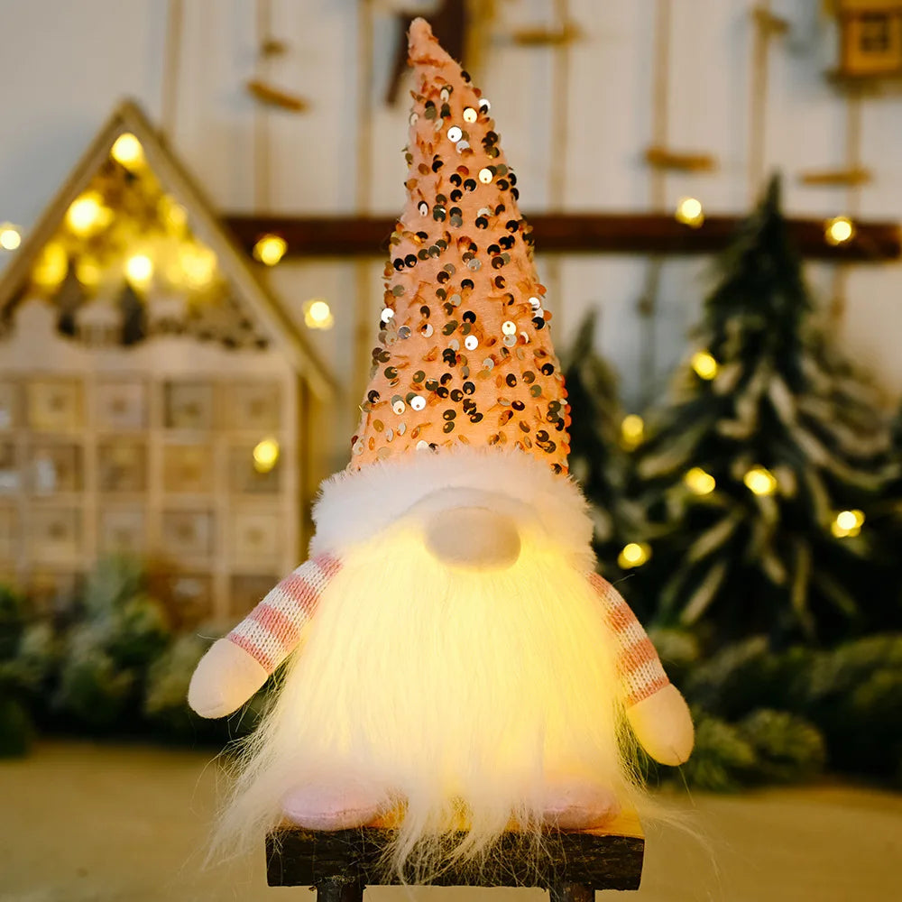 Glowing Gnome Christmas Faceless Doll 30cm Tree Decorations 2025 Night Light Xmas Gift Navidad 2023 New Year Home Decor
