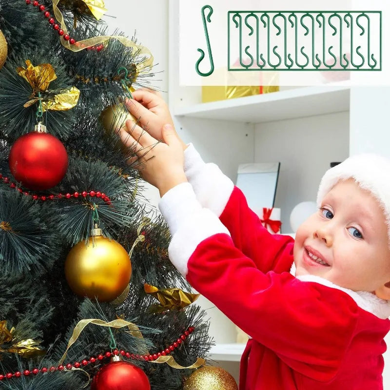 500/50Pcs Christmas Ornament Hanging Hooks Xmas Tree Pendant Hanger Bauble Ball S-Shaped Hook for New Year Home Party Decoration