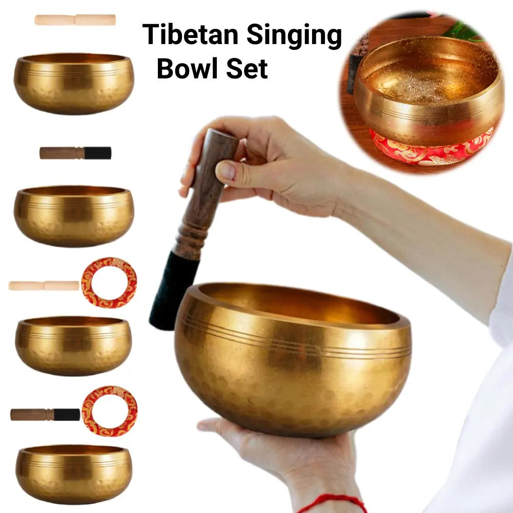 Tibetan Singing Bowl Set Meditation Singing Bowl Yoga Meditation Chanting Bowl for Yoga Chakra Healing Mindfulness Stress Relief