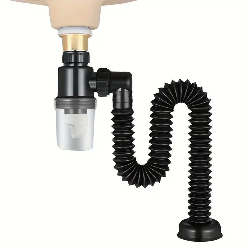Universal Easy-Fit P-Trap: Leak-Proof, Expandable Sink Drain Set for Kitchen - Durable Plastic Design
