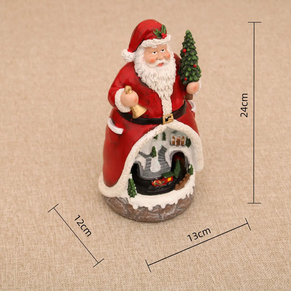 Christmas Resin Rotating Decorations LED Lights Multifunctional Old Man Music Box Christmas Gift Ornaments Kids Toy Dropshipping