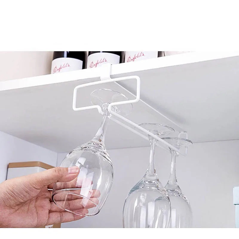 No Drilling Metal Wine Glass Holder - Stemware Rack for Under Cabinet Storage Kitchen Organization Kitchen/Bar Storage Supplies