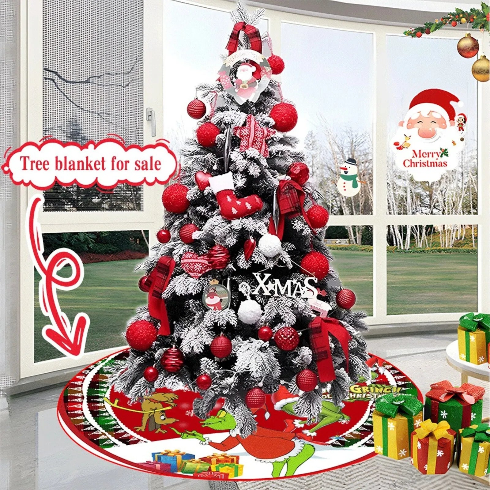 Christmas Tree Skirt Decoration For Home Xmas Tree Decorations Skirt Ornament Festive Holiday Party Decorations Indoor Outdoor