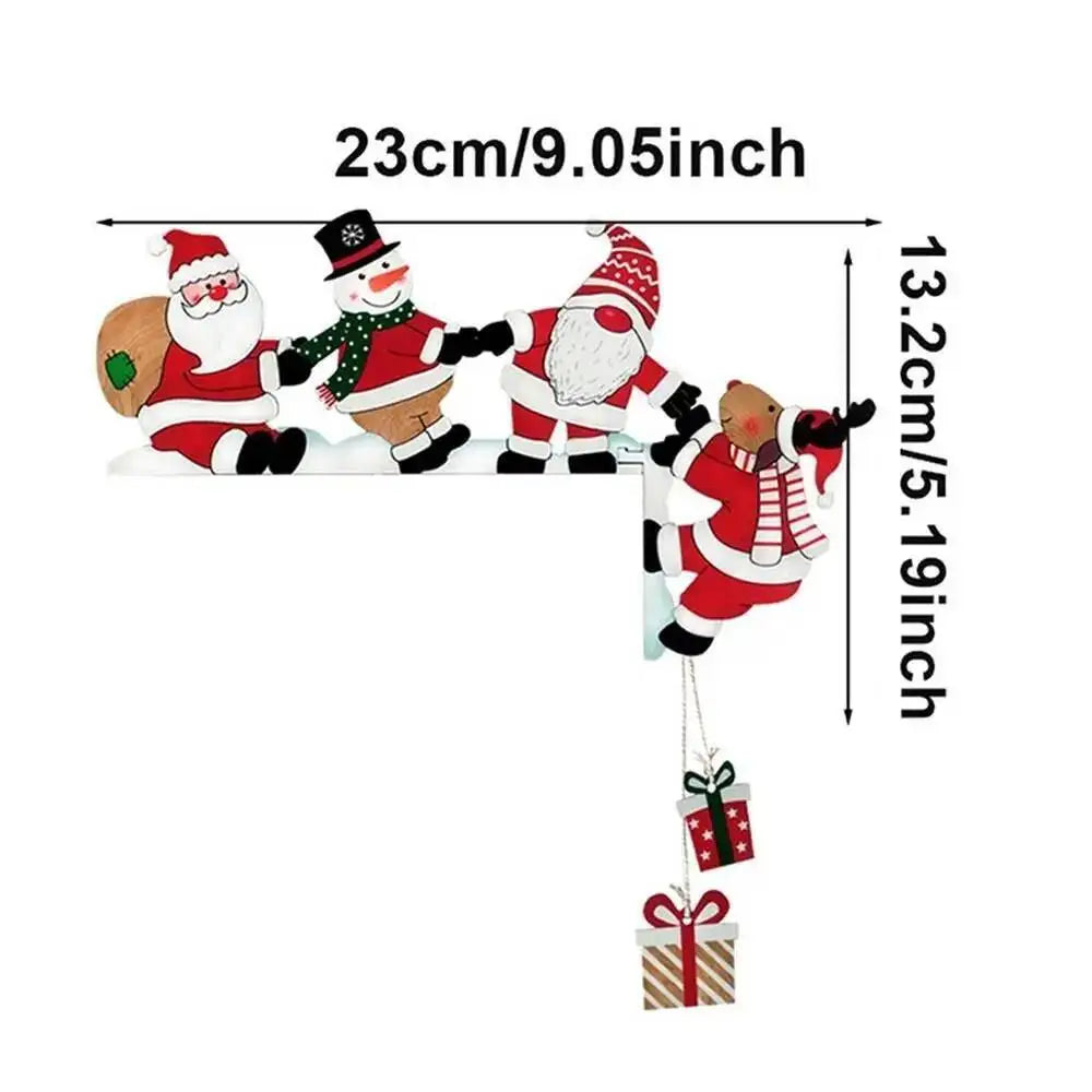 2026 New Wooden Santa Door Corner Decor Snowman Reindeer Pendant Christmas Cartoon Door Frame Decor Party Christmas Ornament