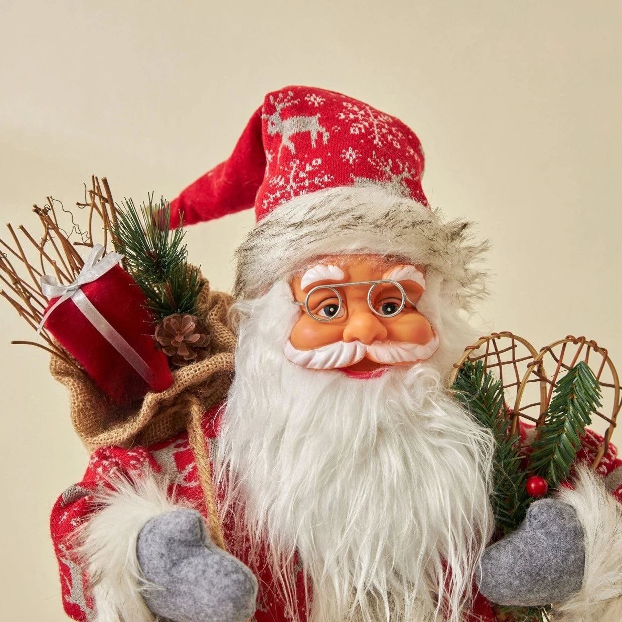 1pc Santa Claus Christmas Ornament - 12.6 inch Plastic Bird 3D Statue, Classic Holiday Decoration for Home and Kitchen, No Feath