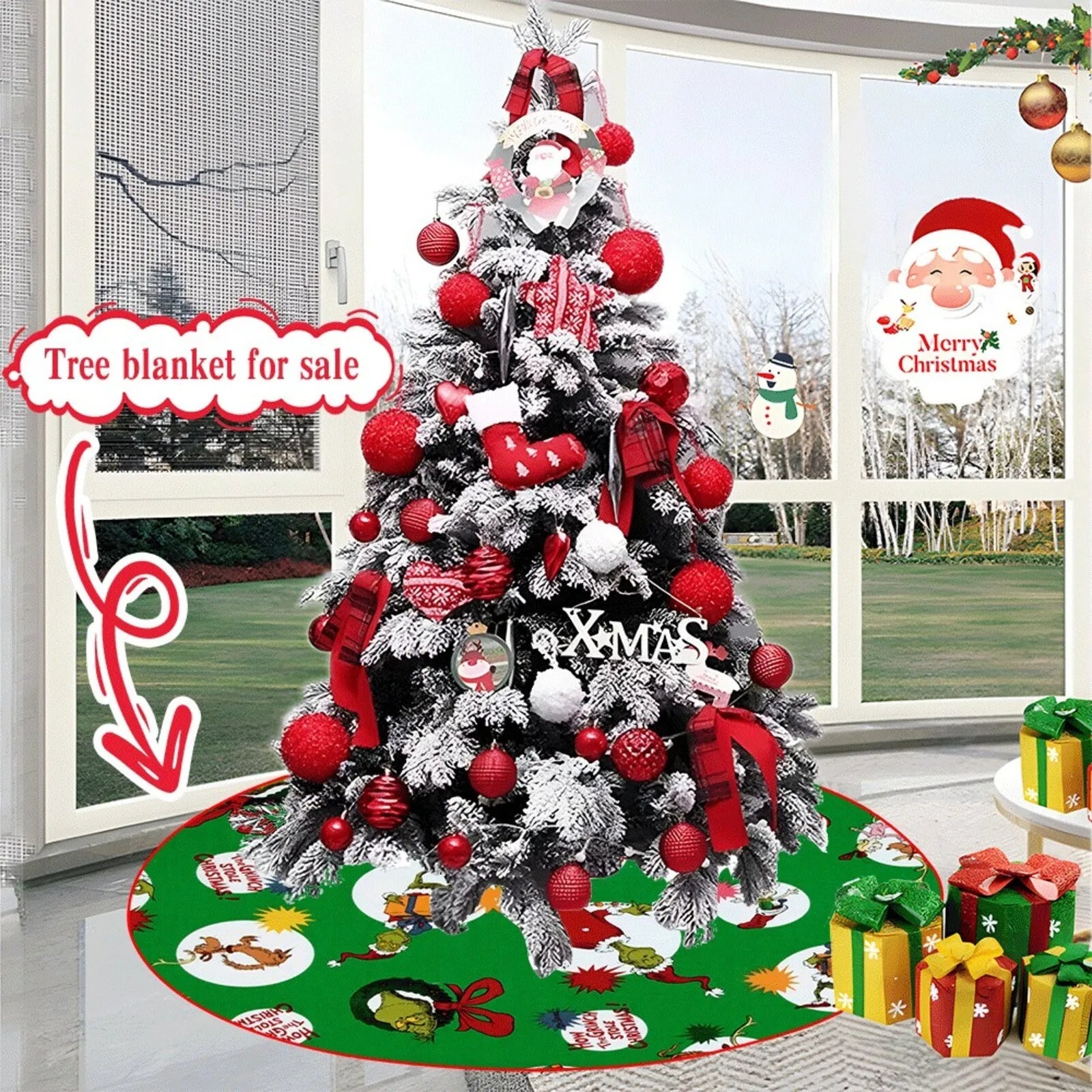 Christmas Tree Skirt Decoration For Home Xmas Tree Decorations Skirt Ornament Festive Holiday Party Decorations Indoor Outdoor
