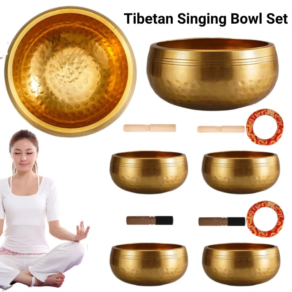 Tibetan Singing Bowl Set Meditation Singing Bowl Yoga Meditation Chanting Bowl for Yoga Chakra Healing Mindfulness Stress Relief