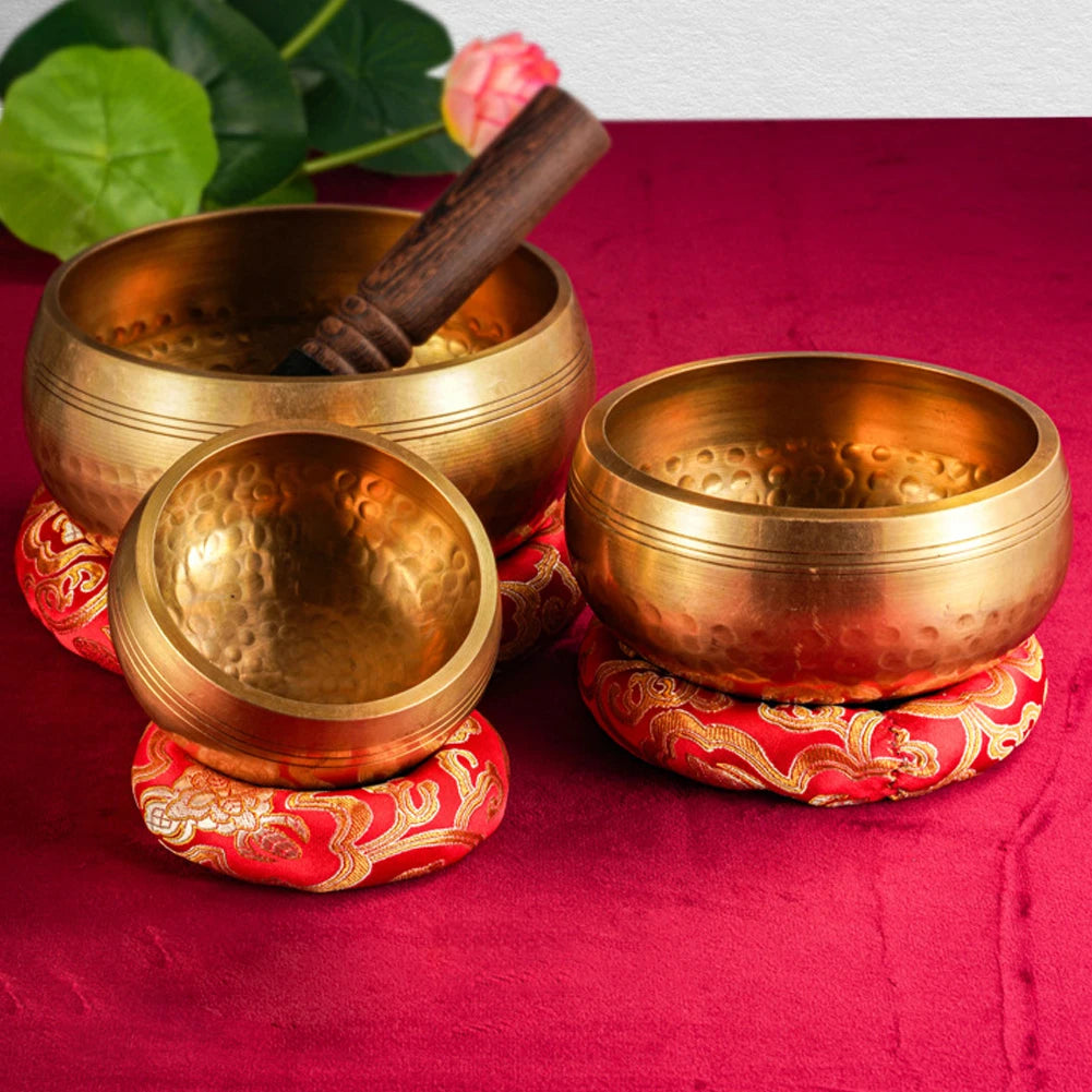 Tibetan Singing Bowl Set Meditation Singing Bowl Yoga Meditation Chanting Bowl for Yoga Chakra Healing Mindfulness Stress Relief