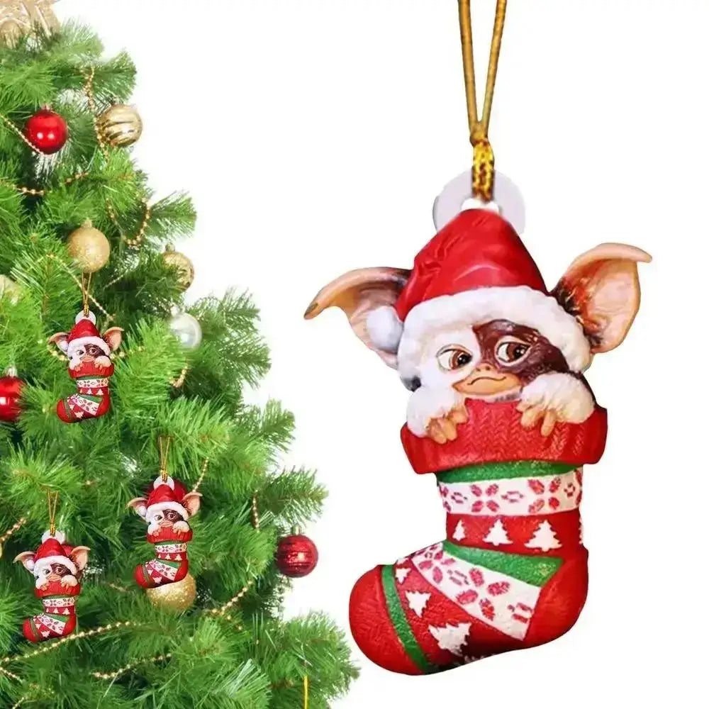 Xmas Gremlins Santa Hat Socks Dog Honeycomb Ball Christmas Tree Pendant Christmas Party Decorations Children Christmas Gift