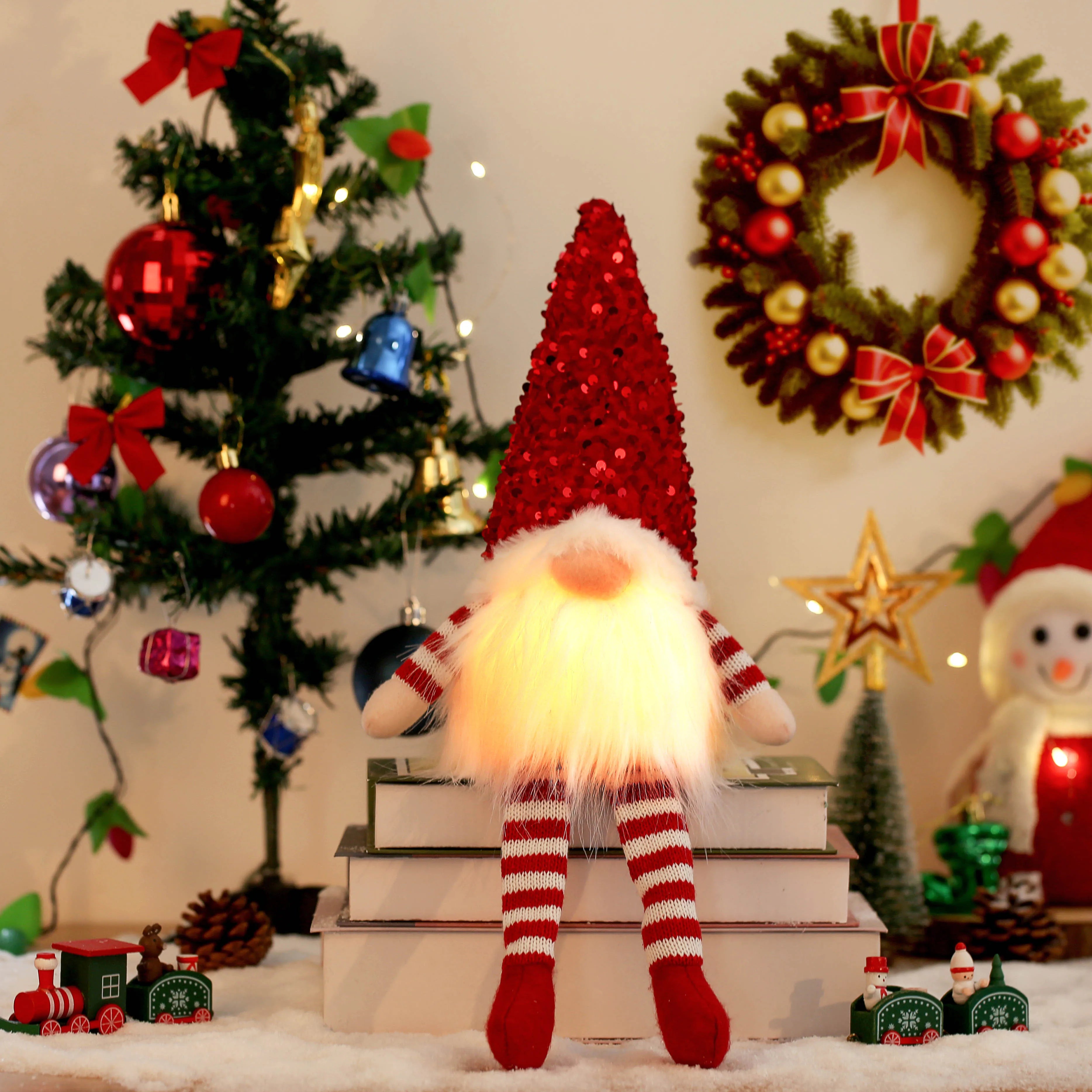 Glowing Gnome Christmas Faceless Doll 30cm Tree Decorations 2025 Night Light Xmas Gift Navidad 2023 New Year Home Decor