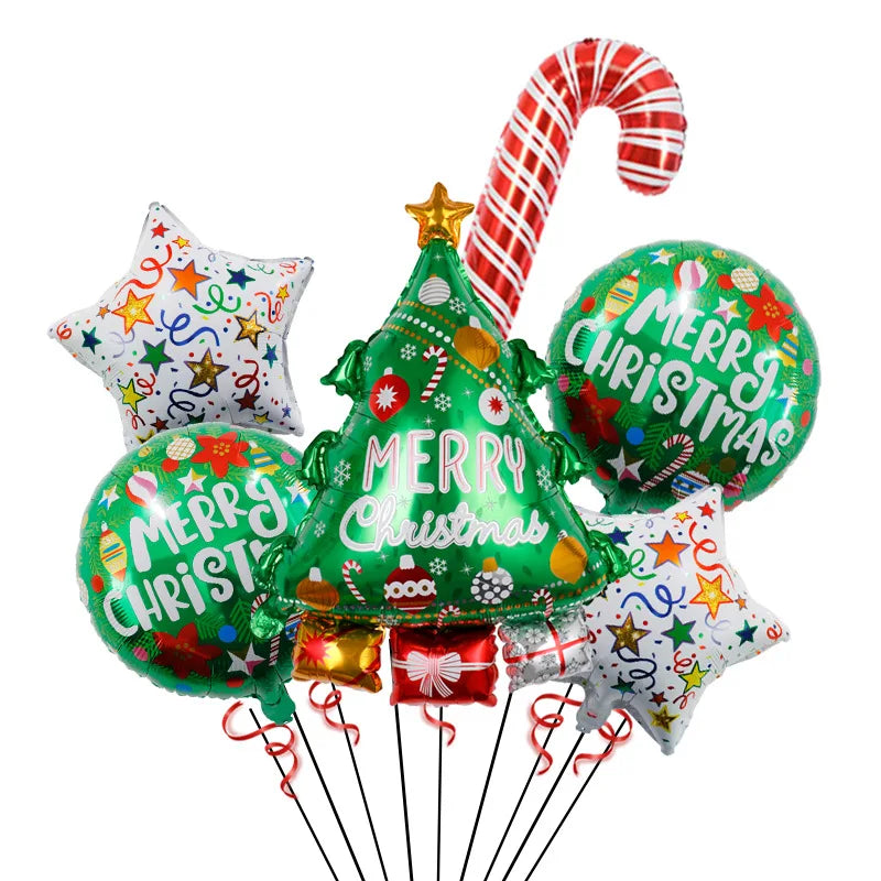 Christmas Decoration Balloons Santa Claus Snowman Aluminum Foil Letter Balloon Banner Merry Christmas Theme Party Decor Supplies