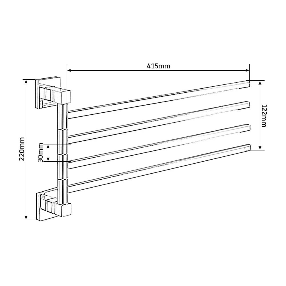 Stainless Steel Swivel Towel Bar Space Saving Wall-Mounted 2/4 Arm Rotatable Towel Storage Holder for Home Kitchen Bathroom