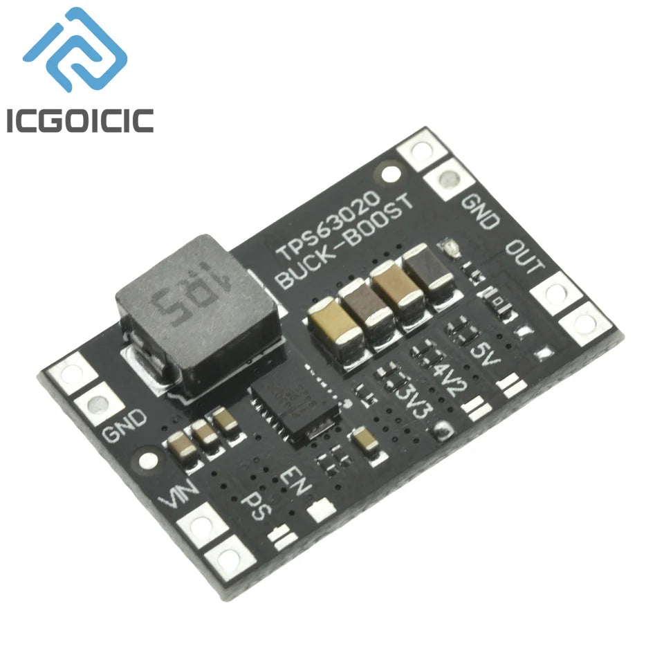 TPS63020 3.3V 4.2V 5V Lithium Battery Automatic Boost Buck Step Up Down Module XL63020 Microcontroller Power Low Ripple