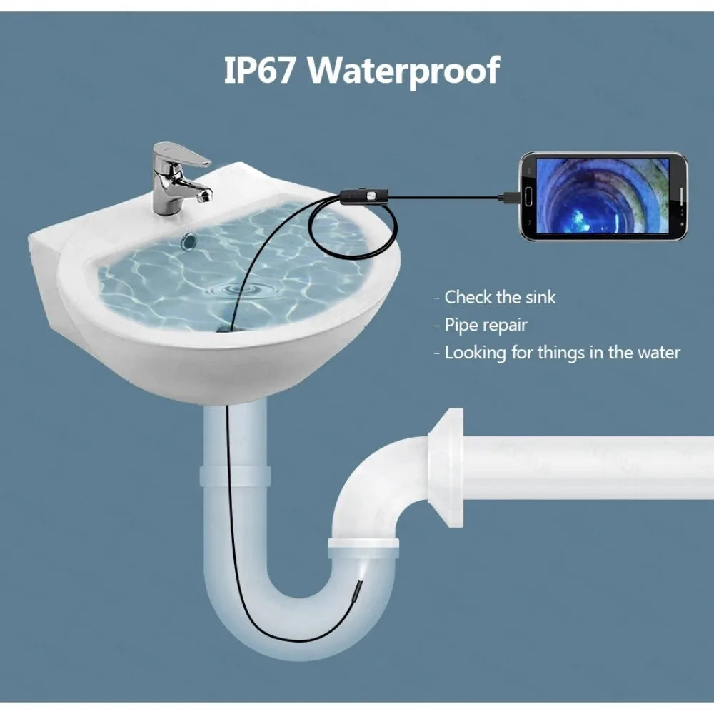 7MM Android Endoscope Camera 3 IN1 Micro USB Type C Borescope Mini Camera Waterproof LED Car Inspection For HUAWEI XIAOMI PC