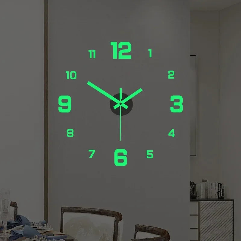 Luminous Decoration Digital Wall Clock Homes DIY Watches Frameless Decoration for Bedroom Families Living Room Stereo Led