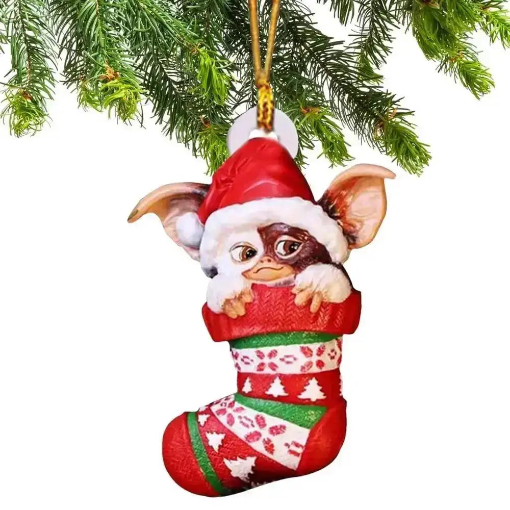 Xmas Gremlins Santa Hat Socks Dog Honeycomb Ball Christmas Tree Pendant Christmas Party Decorations Children Christmas Gift