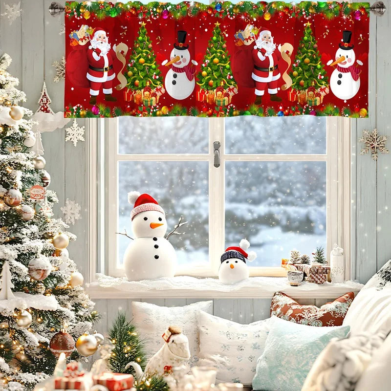 Christmas Short Curtains Valances Merry Christmas Decorations For Home 2025 Xmas Navidad Kitchen Bedroom Ornaments New Year 2026
