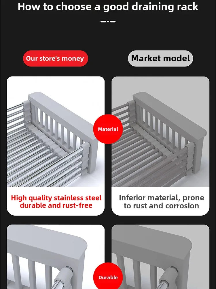 Kitchen sink retractable drainer sink drainer dish drainer basket Dish storage rack