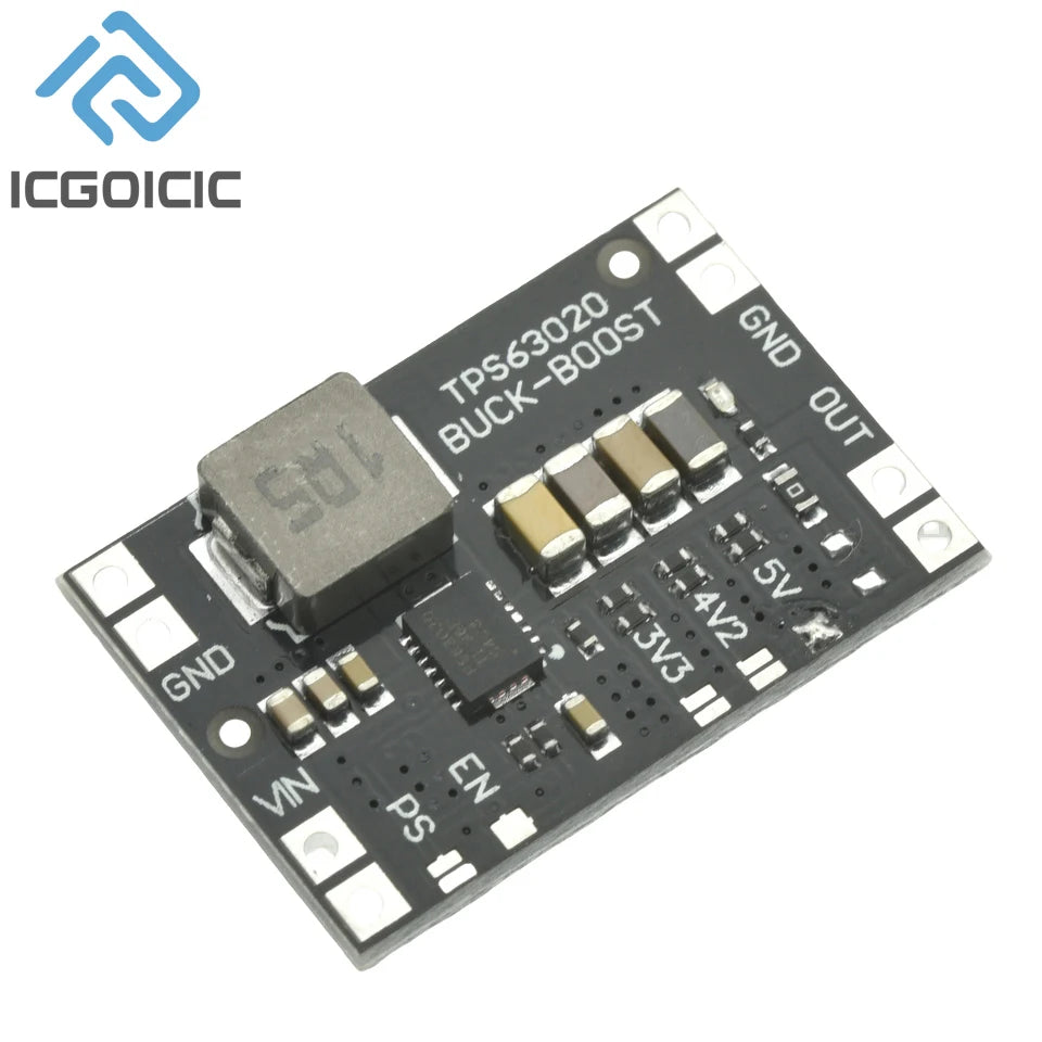 TPS63020 3.3V 4.2V 5V Lithium Battery Automatic Boost Buck Step Up Down Module XL63020 Microcontroller Power Low Ripple