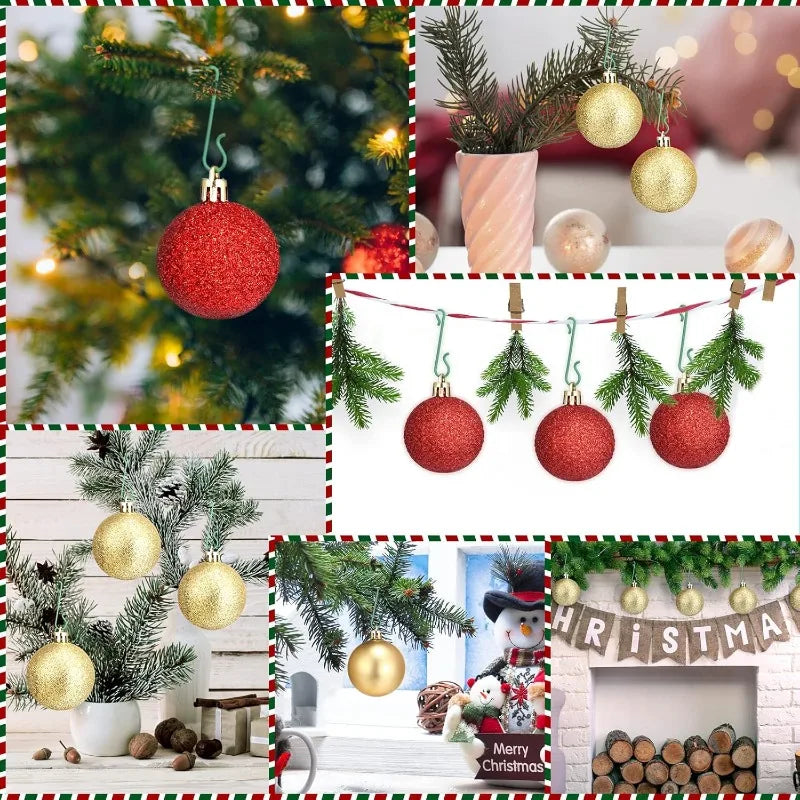 500/50Pcs Christmas Ornament Hanging Hooks Xmas Tree Pendant Hanger Bauble Ball S-Shaped Hook for New Year Home Party Decoration