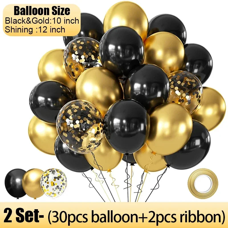 Wholesale Latex Balloons Shiny Sequin Black and Gold Inflatable Balloon for Wedding Party Birthday Christmas Home Decor Supplies