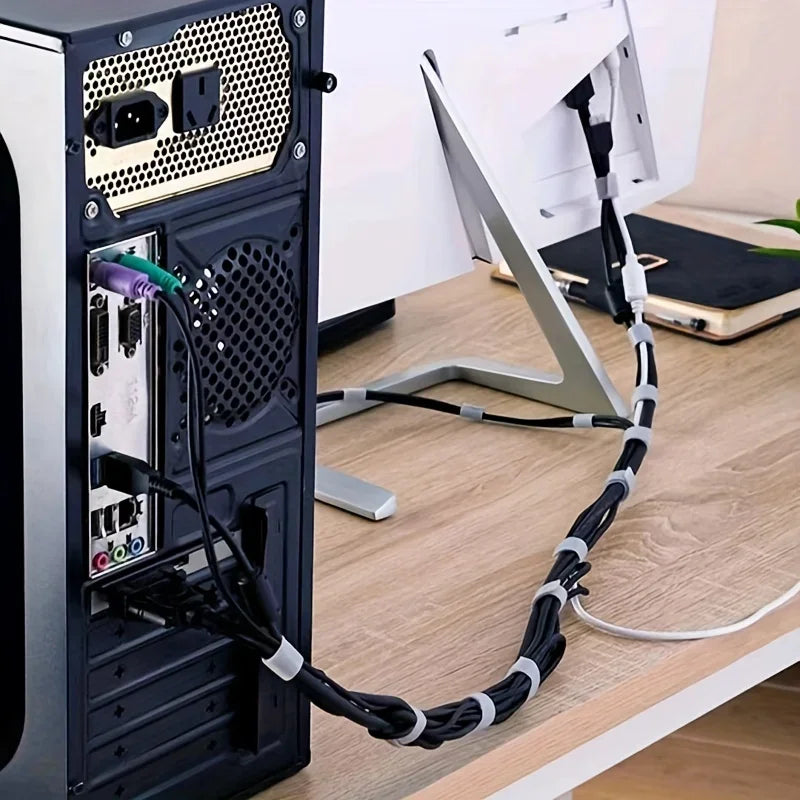 1PC Data Cable Management Strap Reusable Detachable Can Be Cut Freely Multifunctional Velcro Strap Fixed Storage Accessories