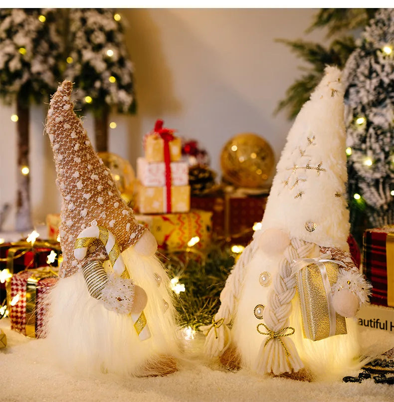 Glowing Gnome Christmas Faceless Doll 30cm Tree Decorations 2025 Night Light Xmas Gift Navidad 2023 New Year Home Decor