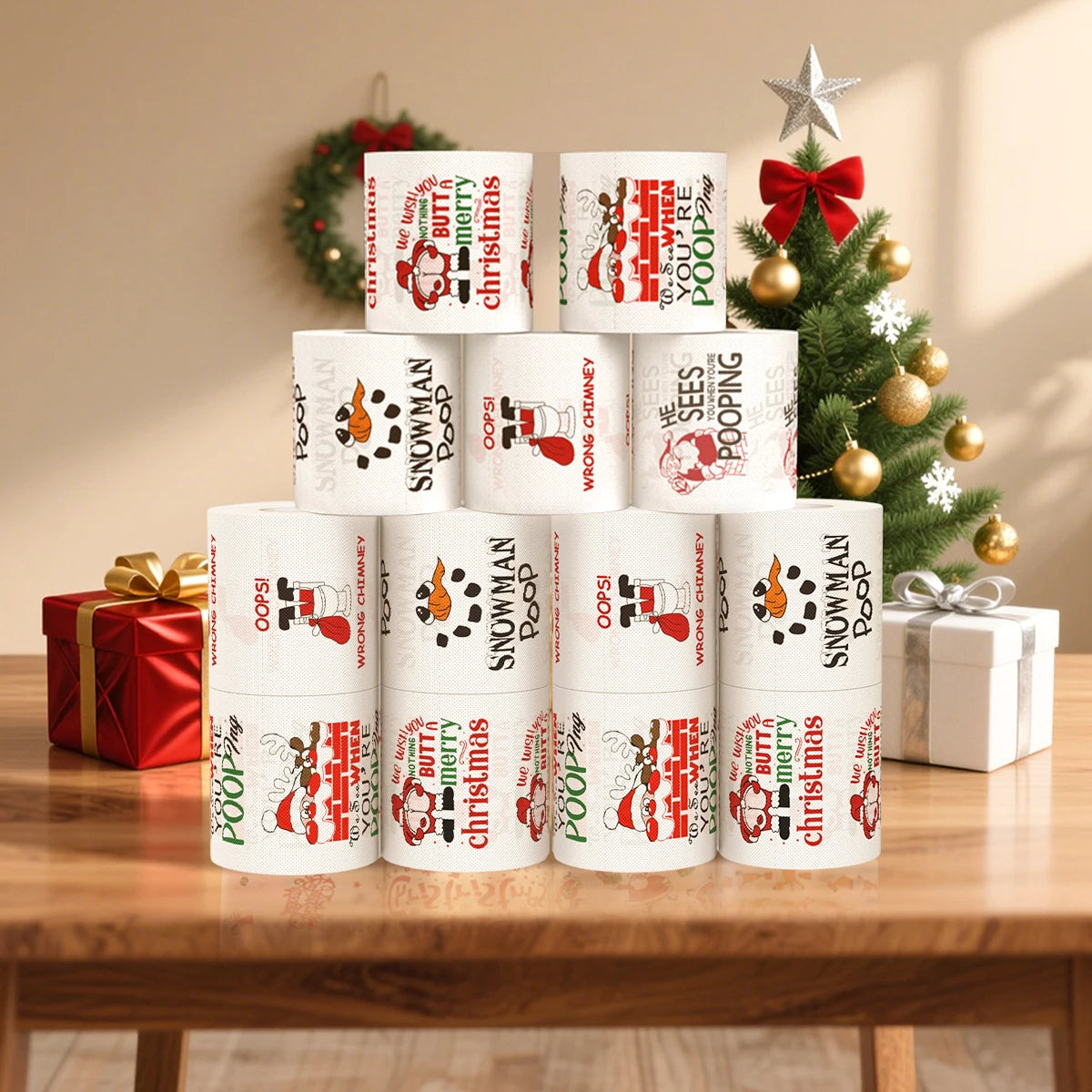 Christmas Santa Claus Bath Toilet Roll Paper Xmas Toilet Roll Paper Christmas Decor 2025 Xmas Tissue Roll Home New Year 2026