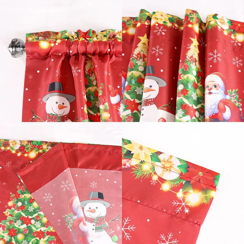 Christmas Short Curtains Valances Merry Christmas Decorations For Home 2025 Xmas Navidad Kitchen Bedroom Ornaments New Year 2026