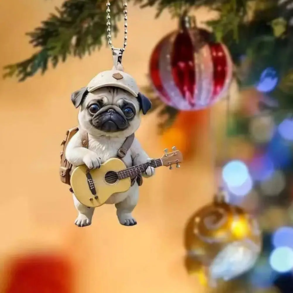Motorcycle Cat Acrylic Hanging Decoration Christmas Tree Car 2D Flat Riding Kitten Hanging Ornament Cartoon Pendant For Christma