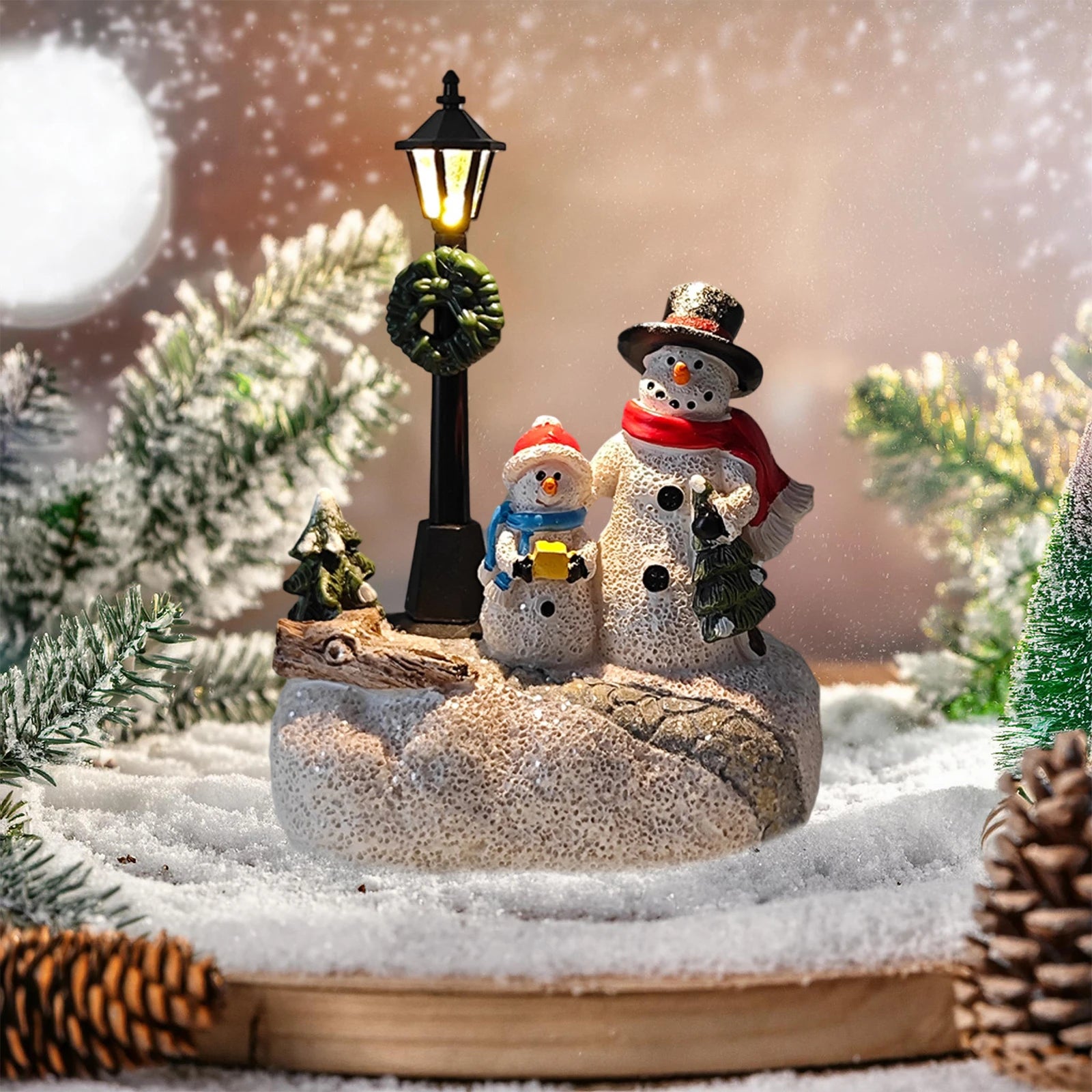2025 New Christmas Decorations Luminous Old Man Snowman Elk Desktop Ornaments Resin Crafts Party Office Decoration Holiday Gift