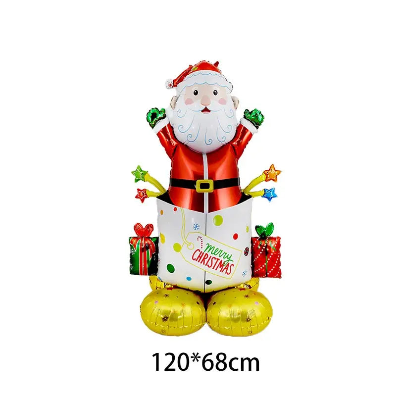 Christmas Decoration Balloons Santa Claus Snowman Aluminum Foil Letter Balloon Banner Merry Christmas Theme Party Decor Supplies