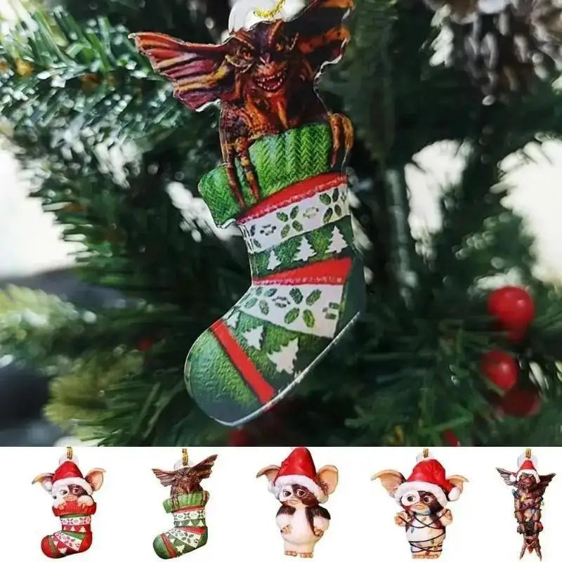 Xmas Gremlins Santa Hat Socks Dog Honeycomb Ball Christmas Tree Pendant Christmas Party Decorations Children Christmas Gift