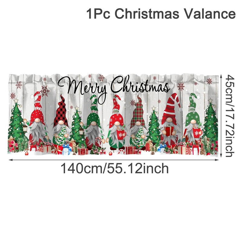 Christmas Short Curtains Valances Merry Christmas Decorations For Home 2025 Xmas Navidad Kitchen Bedroom Ornaments New Year 2026