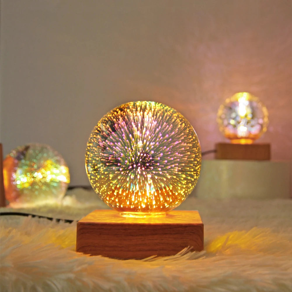 3D Crystal Ball Lamp Laser Engraved Galaxy Planet Moon Saturn LED Night Light Home Decor Valentine's Day Father's Day Gift