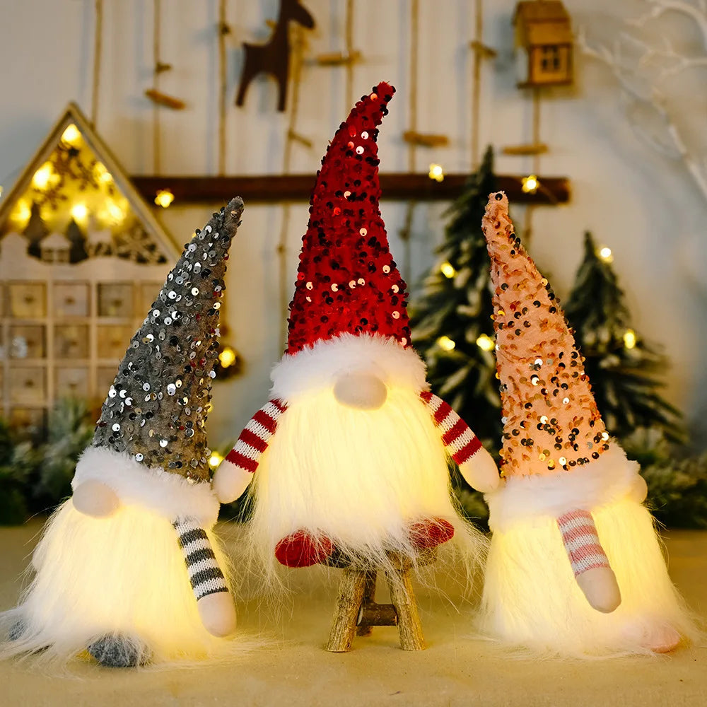 Glowing Gnome Christmas Faceless Doll 30cm Tree Decorations 2025 Night Light Xmas Gift Navidad 2023 New Year Home Decor