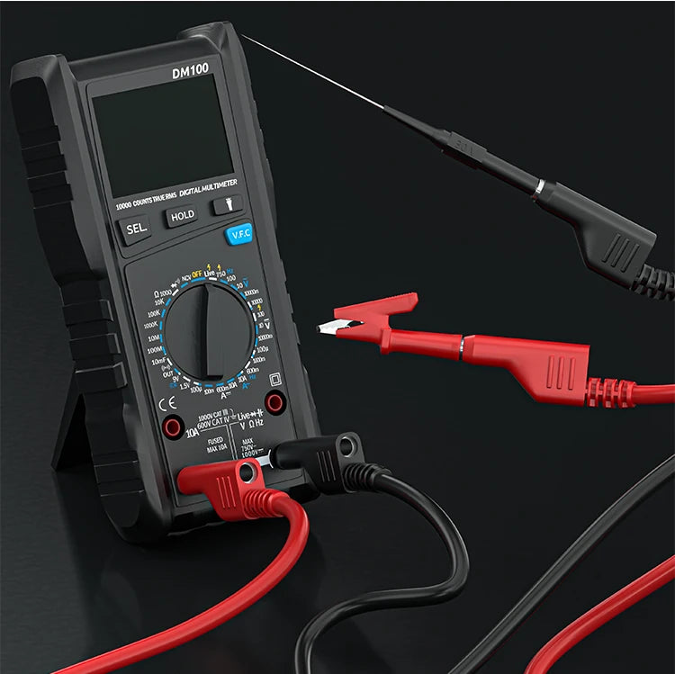 Cleqee P1036 2PCS Dual 4mm Stackable Banana Plug Multimeter Test Leads 1m/2m/3m Electrical Test Cables Red/Black 1000V 15A