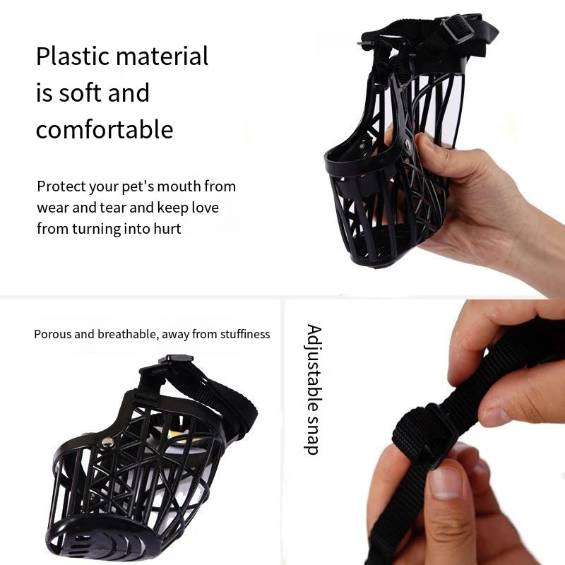Dog muzzle for preventing biting, chewing indiscriminately, and barking, suitable for dogs weighing 2.5 kilograms or less.