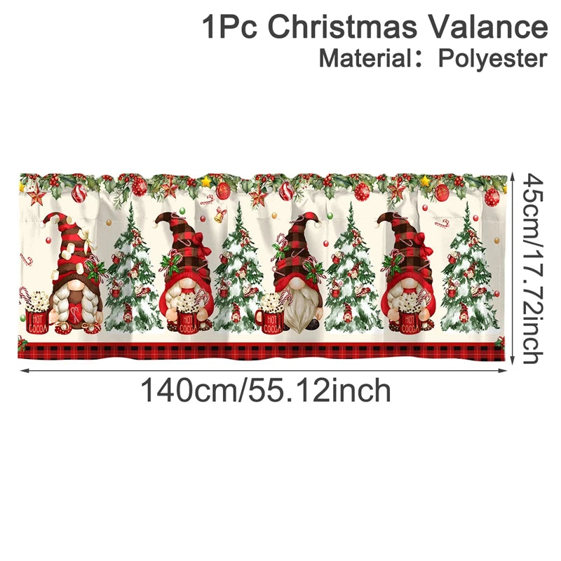 Christmas Short Curtains Valances Merry Christmas Decorations For Home 2025 Xmas Navidad Kitchen Bedroom Ornaments New Year 2026