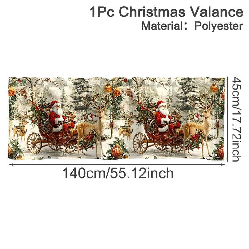 Christmas Short Curtains Valances Merry Christmas Decorations For Home 2025 Xmas Navidad Kitchen Bedroom Ornaments New Year 2026