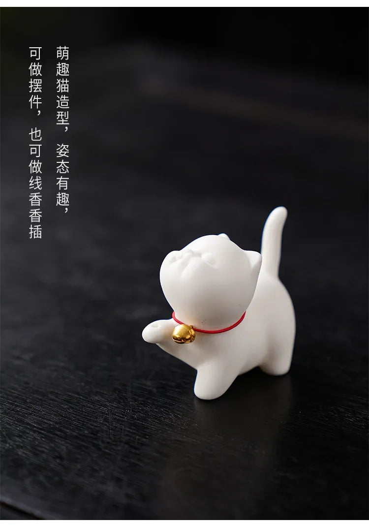 Cute Cat Buddhism Line Incense Plate Incense Burner Stick Holder Sandalwood Coil Base Temples Yoga Studios Home Decoration