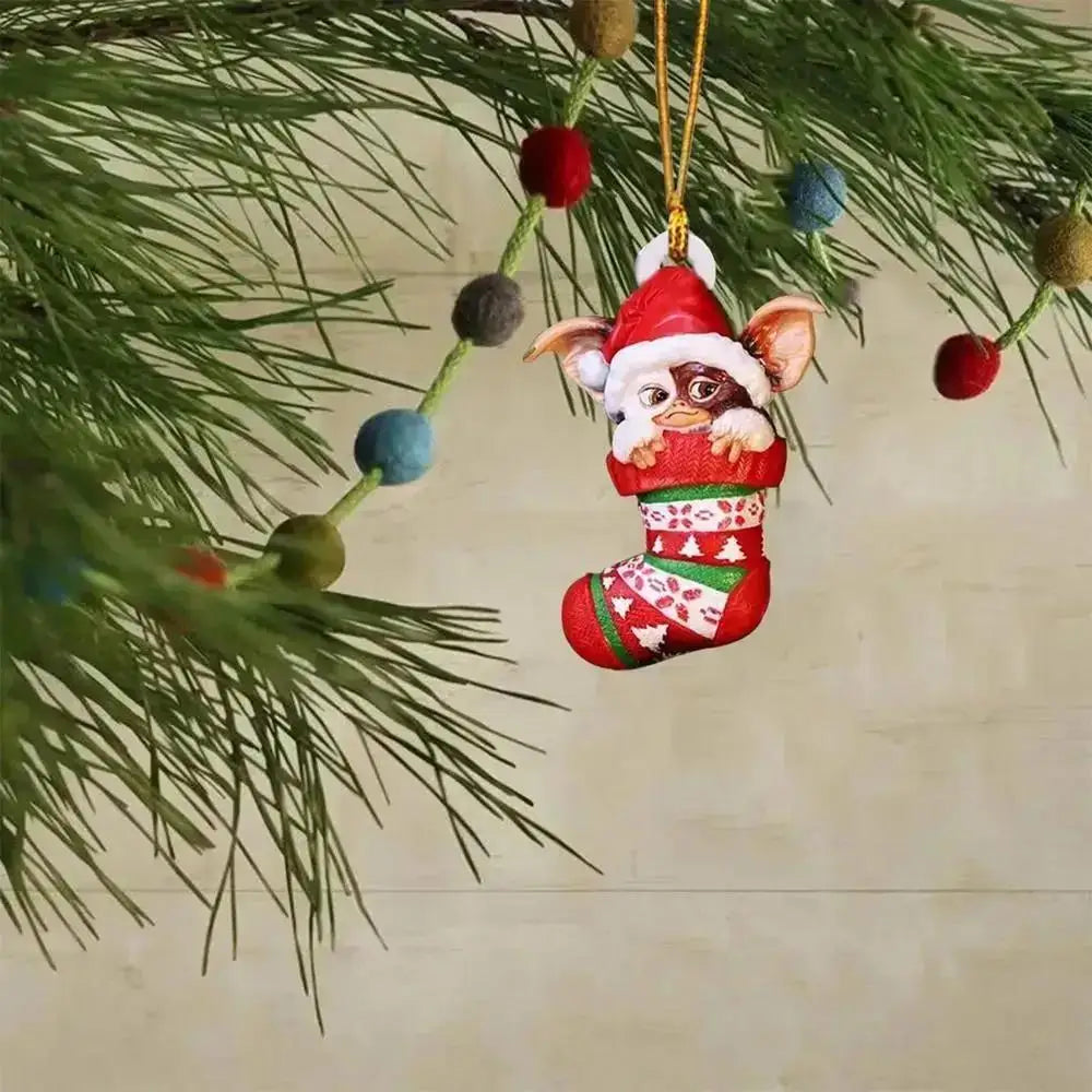 Xmas Gremlins Santa Hat Socks Dog Honeycomb Ball Christmas Tree Pendant Christmas Party Decorations Children Christmas Gift