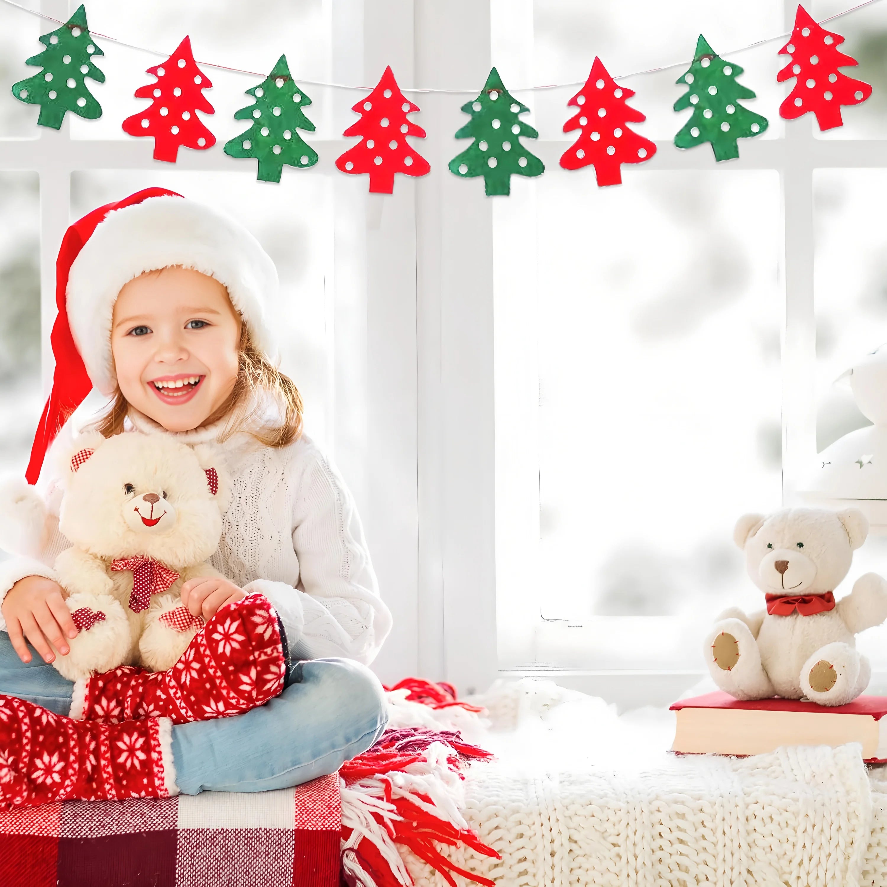 A set of Christmas decorations, flags, home decoration, holiday party supplies, 8 pieces of felt cloth, tree flags.