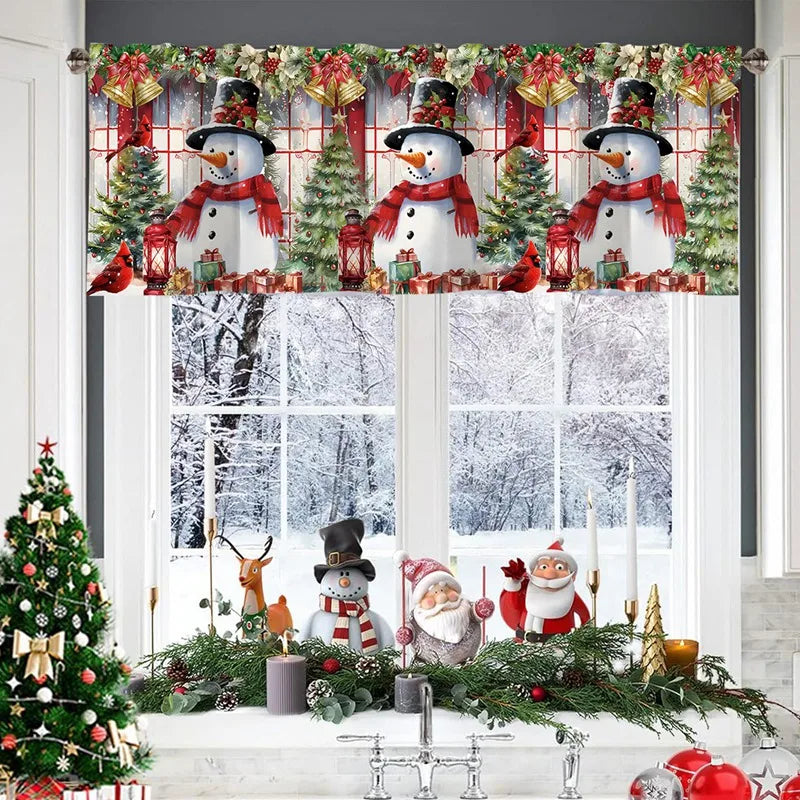 Christmas Short Curtains Valances Merry Christmas Decorations For Home 2025 Xmas Navidad Kitchen Bedroom Ornaments New Year 2026
